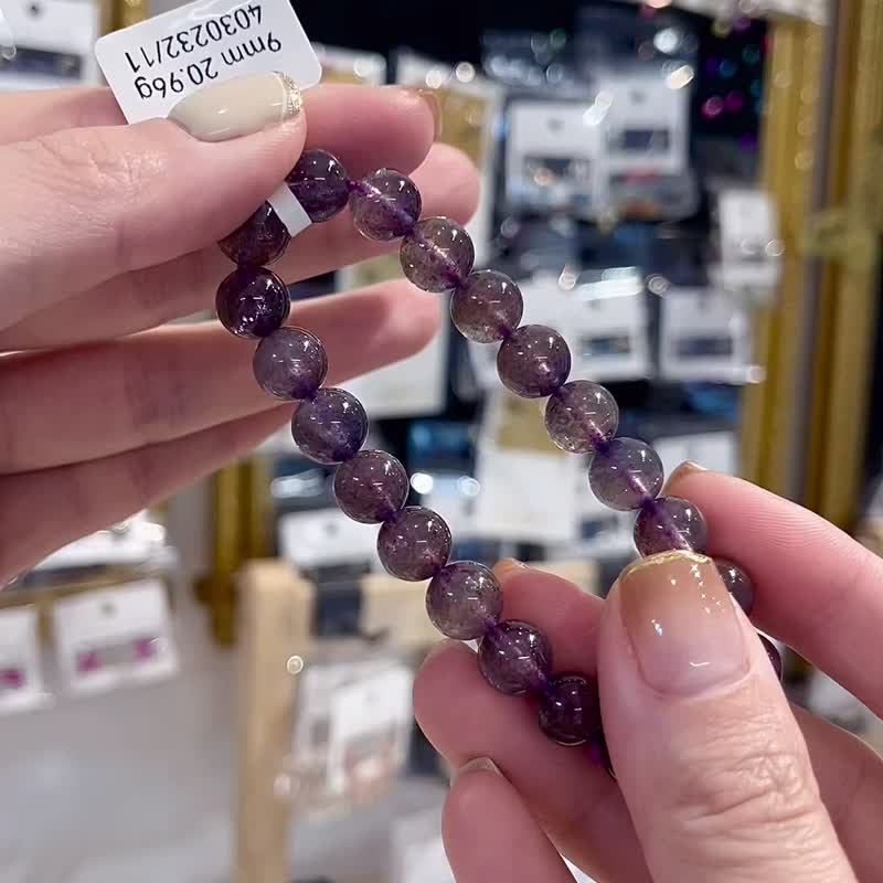 Natural blue-purple blood drop hematite 9mm 20.96g crystal hand beads to keep money, increase popularity, develop spiritual talents - สร้อยข้อมือ - คริสตัล สีน้ำเงิน