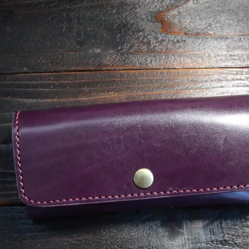 Belgian leather RUGATO Purple eyeglass case  / Hand sewing - กรอบแว่นตา - หนังแท้ สีม่วง