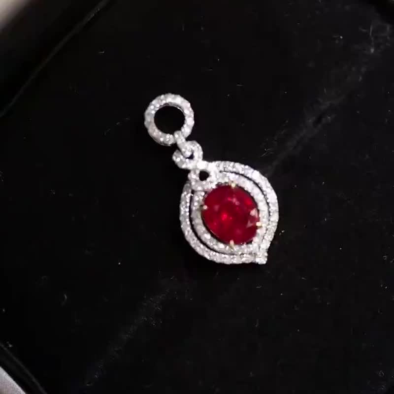 緬甸紅寶石吊墜  1.136克拉(不含鍊) - 項鍊 - 寶石 