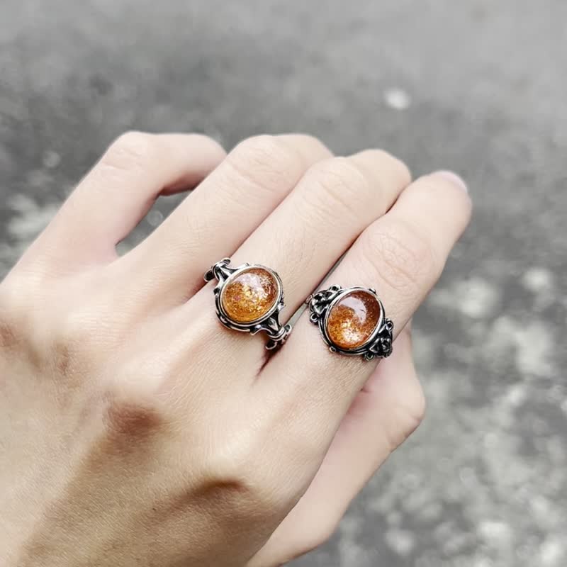 Xiyingyao 925 Silver gold sun sun Stone live ring ethnic style retro style hippie men and women - แหวนทั่วไป - คริสตัล สีเงิน