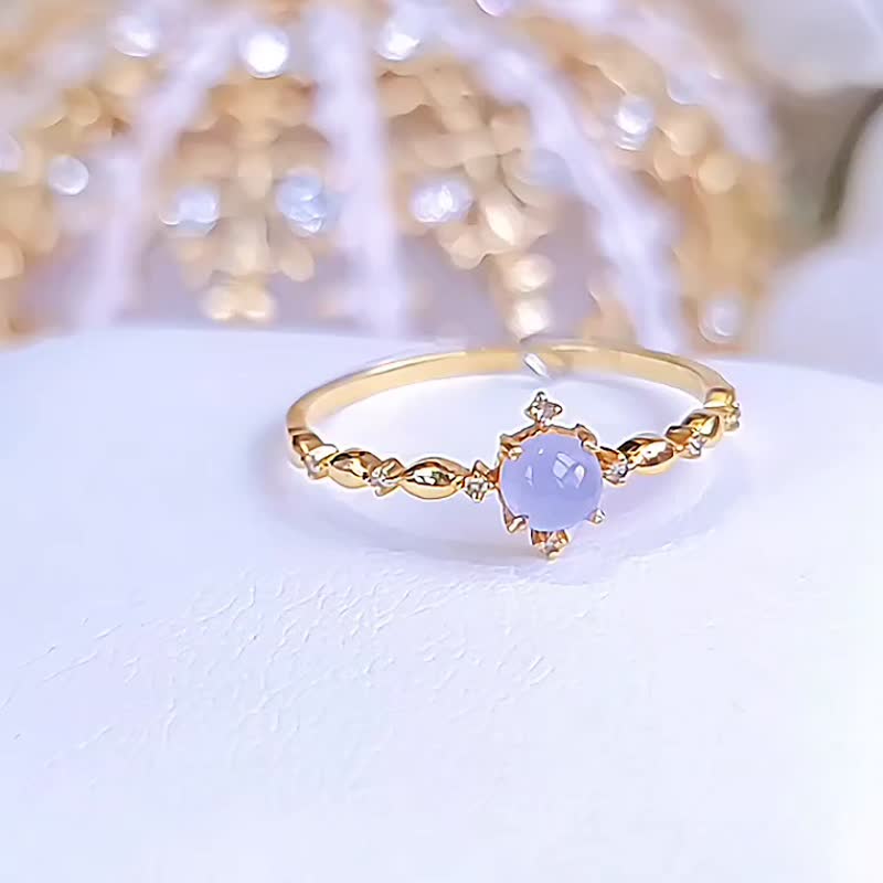 |Fairy Little Lady|a goods emerald ice glass thick pink purple egg face 4.5mm18k gold lace design ring - General Rings - Jade 