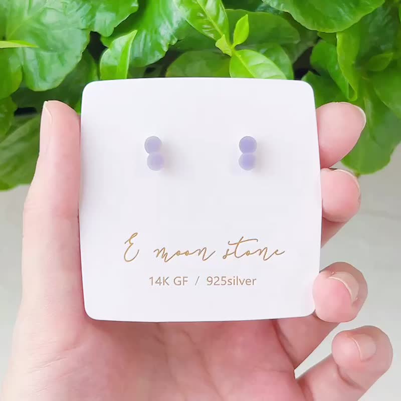 葡萄色砂糖雪人 天然瑪瑙礦標小耳針 - 耳環/耳夾/耳骨夾 - 水晶 紫色