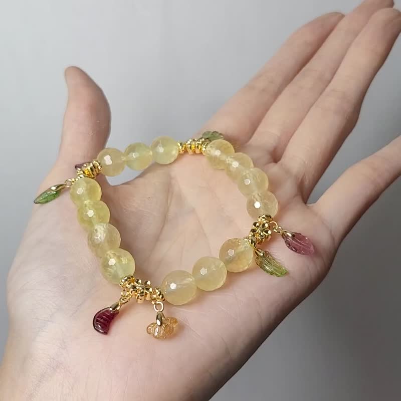 頂級珍稀金葡萄石 碧璽 多寶 如意 富貴 所願皆成 手鍊 單品 禮物 - 手鍊/手環 - 寶石 黃色