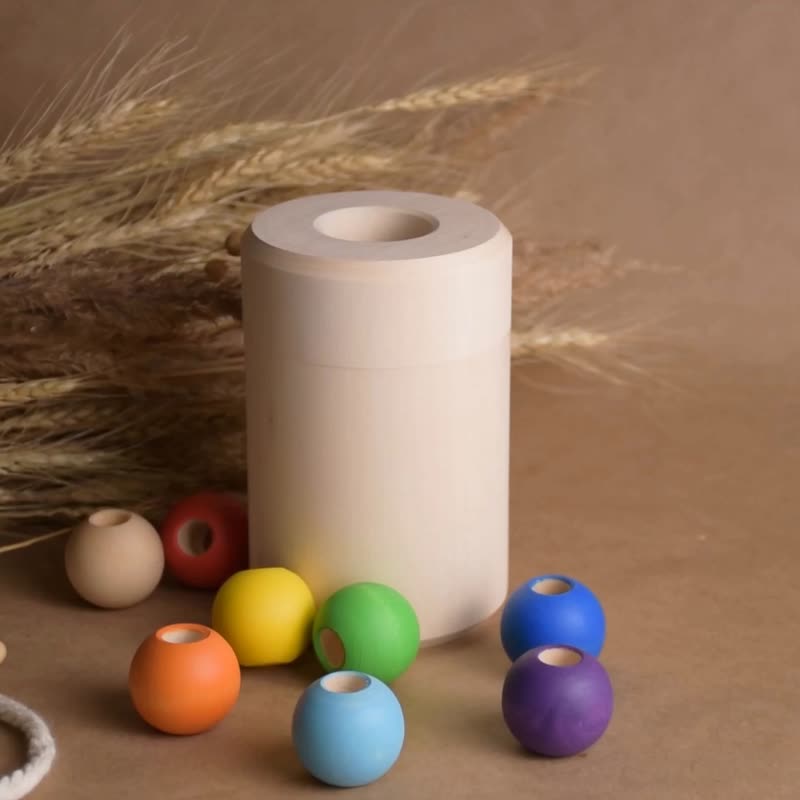 Wooden Montessori Color Sorter Toy with Wooden Lacing Toy for Toddlers Education - 寶寶/兒童玩具/玩偶 - 木頭 多色