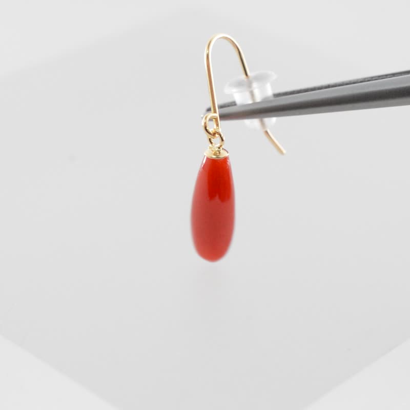 Red coral earrings K18 - Earrings & Clip-ons - Precious Metals 