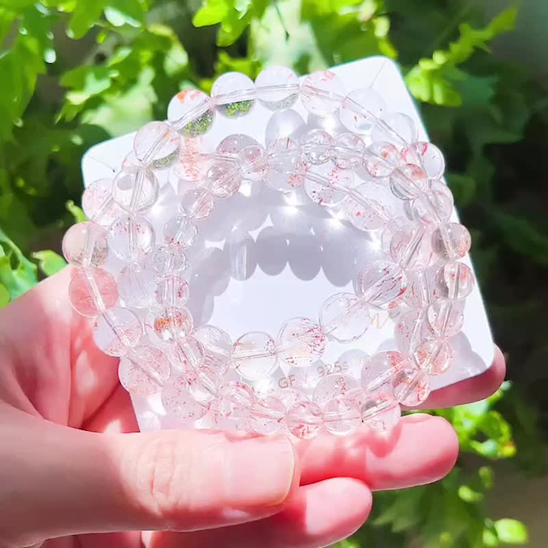 頂級全淨透 紅超七三輪骨幹 大球球手鍊 - 手鍊/手環 - 水晶 紅色