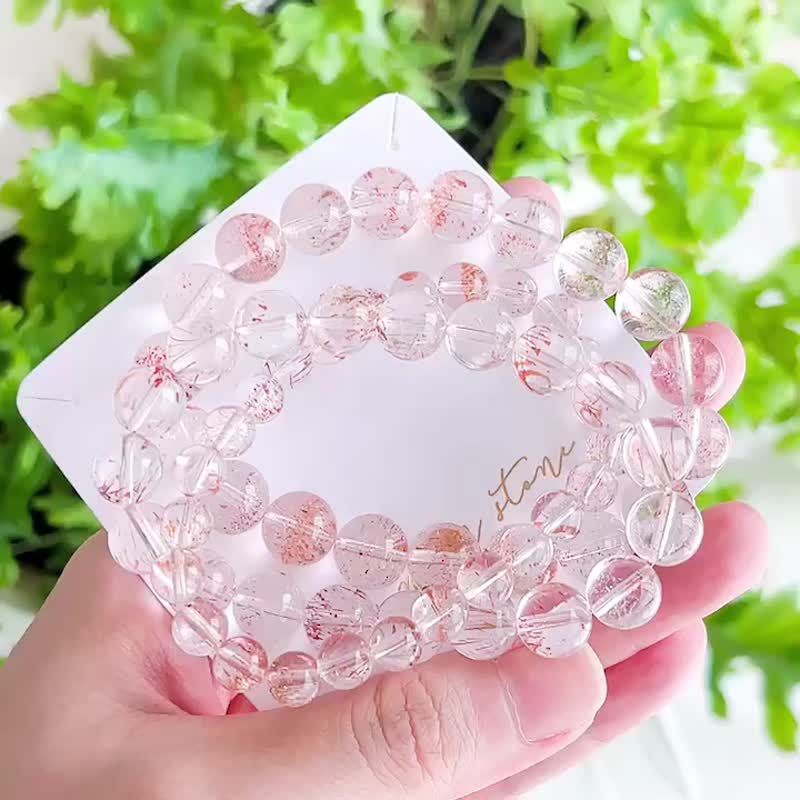 最高級の透明感あふれるレッドスーパーセブン、トリリオン骨幹の大粒ブレスレット - ブレスレット - クリスタル レッド