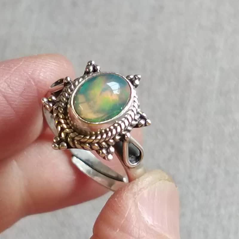 Natural Opal Ring Nepal Handmade 925 Sterling Silver - General Rings - Semi-Precious Stones 