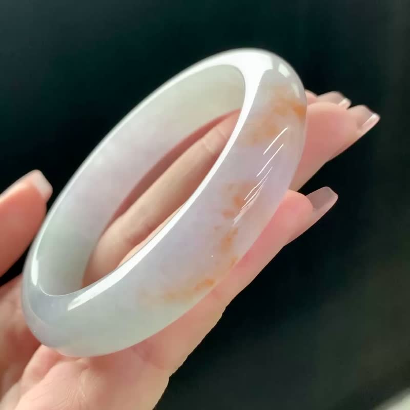 冰種 天然翡翠 緬甸 A玉 玉鐲 • 冰種多彩翡翠福鐲 - 手鍊/手環 - 玉石 粉紅色