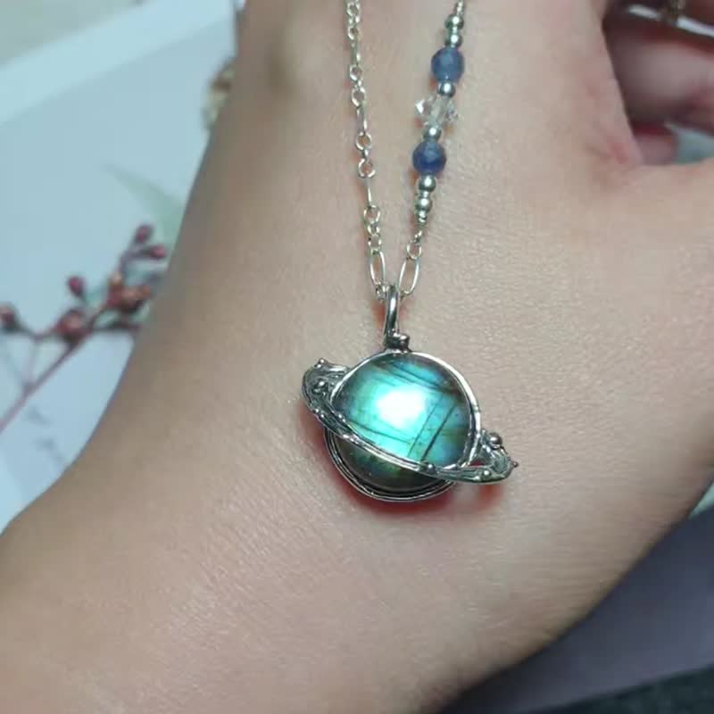 magic planet. blue elongated - Necklaces - Gemstone Blue