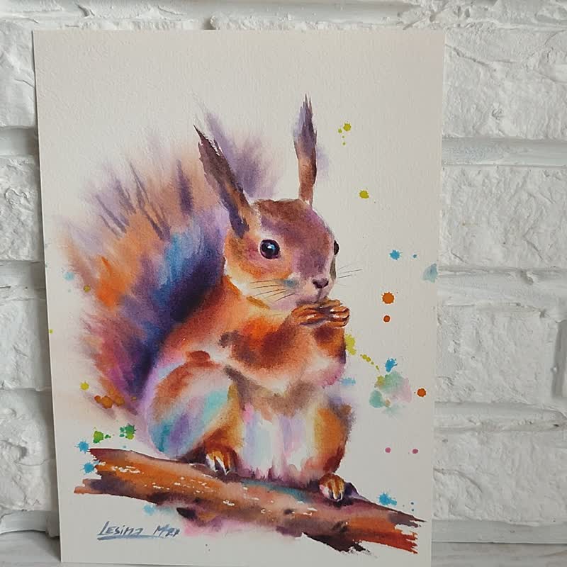 原画】『ガンフリック』（絵画 パステル画 リス 動物画）