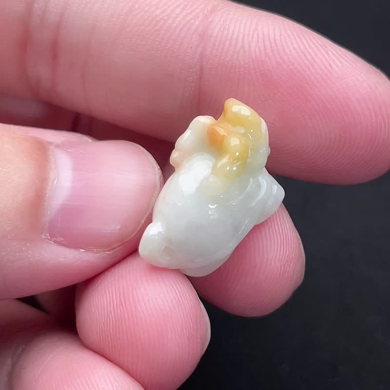 飄黃翡翠龍龜 | 天然緬甸玉翡翠A貨 - 其他 - 玉石 黃色