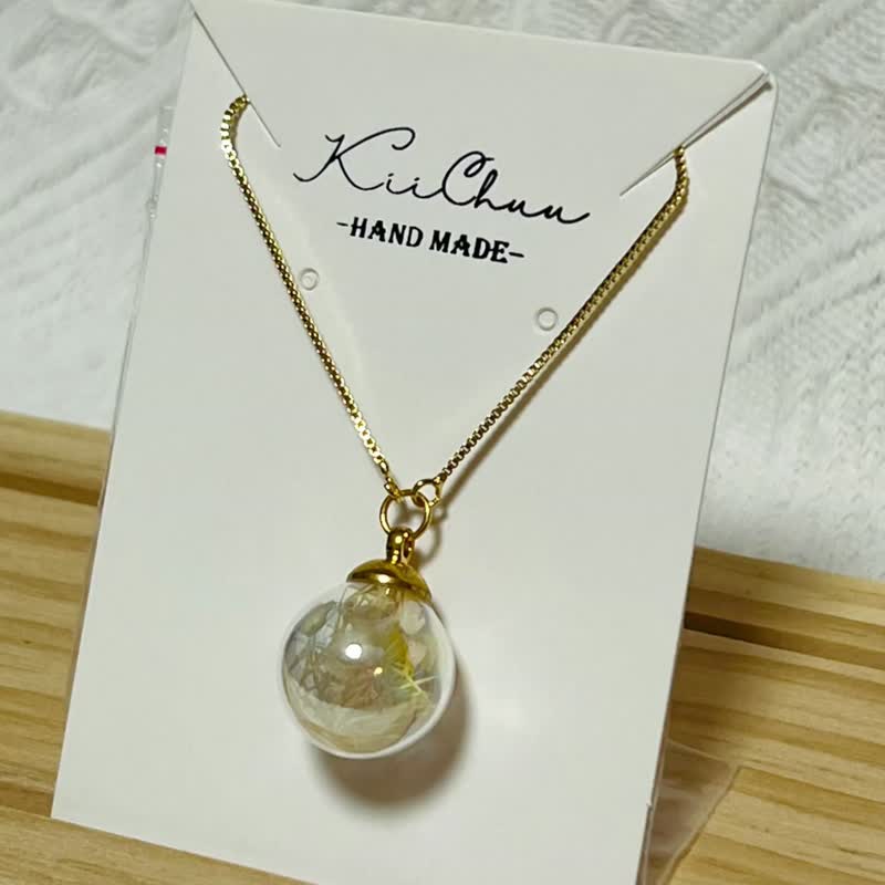 Gypsophila Crystal Ball Necklace | Ready Stock - Necklaces - Plants & Flowers White