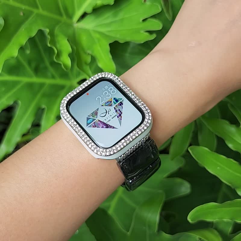 頂級 黑髮晶 領袖 事業 Apple Watch 智慧手錶 Android 寶石 錶帶 - 錶帶 - 寶石 黑色