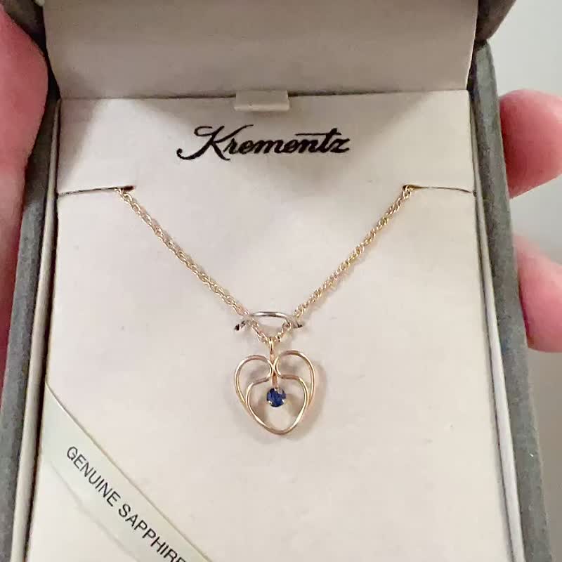Krementz 14K包金藍寶石愛心項鍊 (庫存新品/含原廠盒) - 項鍊 - 寶石 藍色