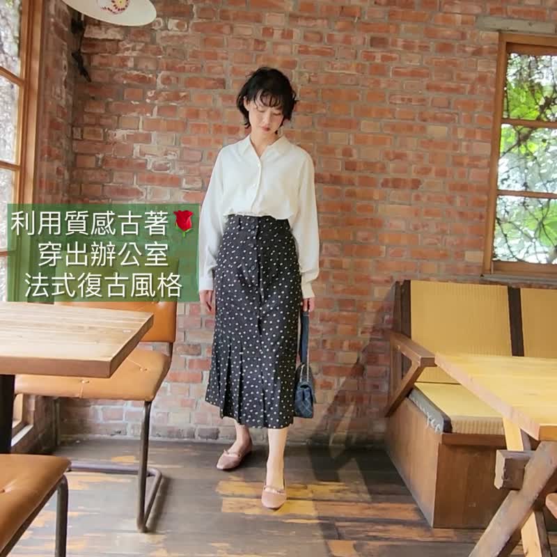 古典米白襯衫【日本古董衣】永續是最奢華的精品 - 女襯衫 - 聚酯纖維 白色