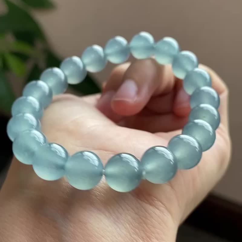 Ice Jade Natural Jade A Jade Bead Chain Bracelet Necklace • Ice Snow Cotton Jade Bracelet - สร้อยข้อมือ - หยก สีน้ำเงิน