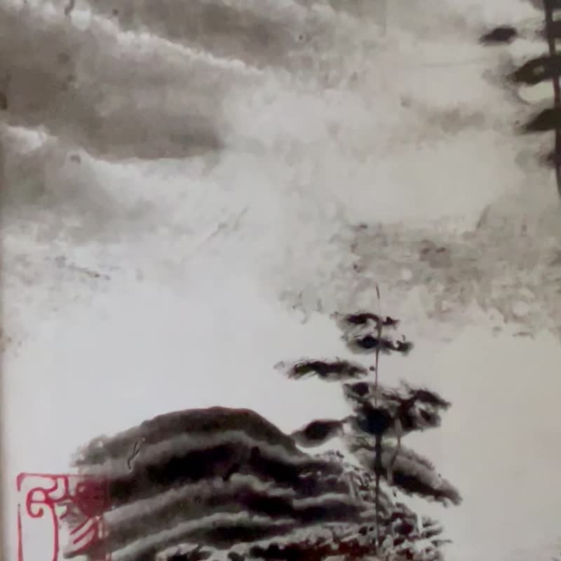 Feng Jingbin palm landscape painting Zhangjiajie traditional Chinese painting ink painting hand-painted authentic calligraphy Shanqi Art - Posters - Paper Gray