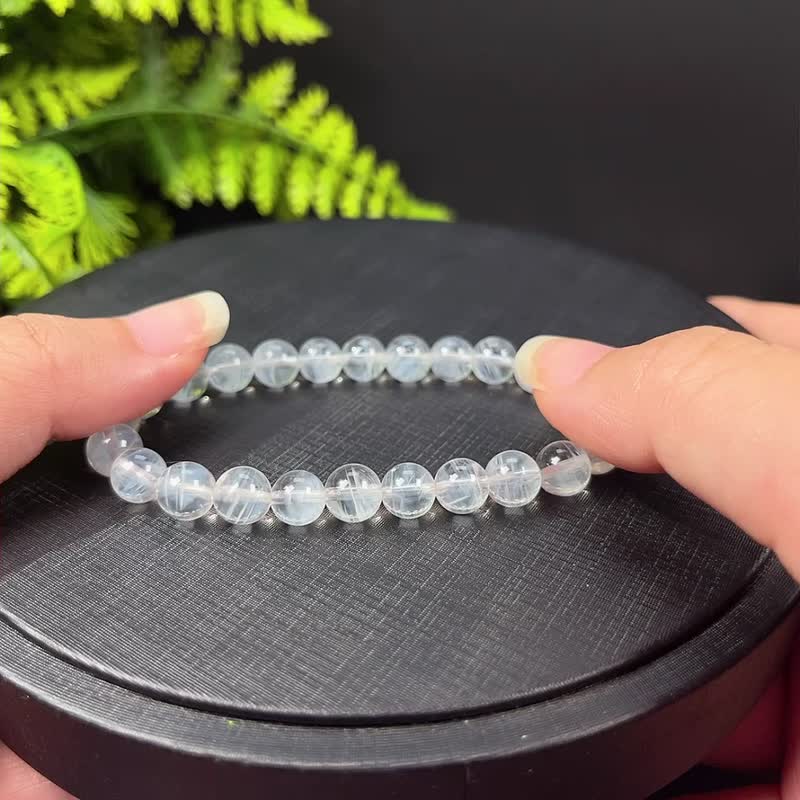 天然藍針水晶手釧 冰透天使之翼異象水晶手環 冥想放松 寧靜和平 - 手鍊/手環 - 水晶 