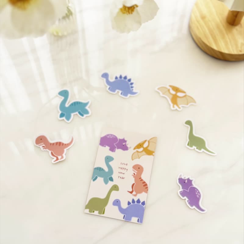 Six-color dinosaur stickers (6 types, 1 each) - สติกเกอร์ - กระดาษ 