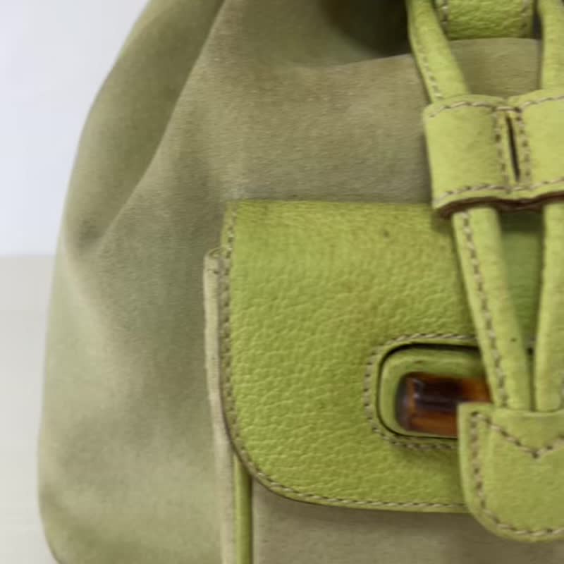 本物 GUCCI グッチ バンブー リュック バックパック スエード ライトグリーン 003・1705 中古 - 後背包/背包/書包 - 其他材質 綠色