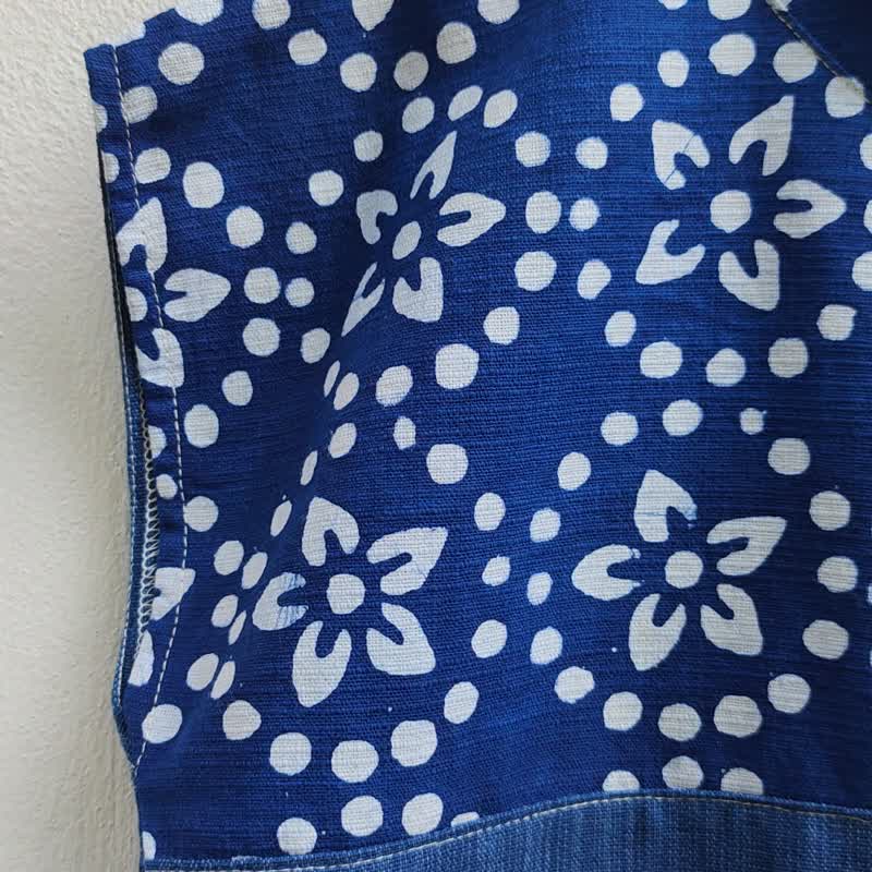 Donna - Boatneck Patchwork Shirt - Women's Tops - Cotton & Hemp Blue