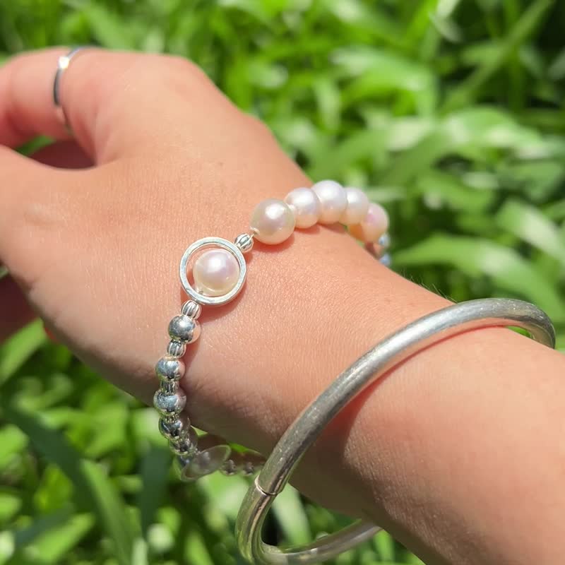 Natural Freshwater Pearl S925 Sterling Silver Magnetic Design Bracelet - Bracelets - Sterling Silver 