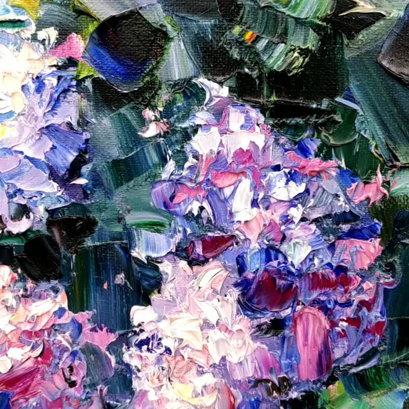 Lilac Painting Flower Original Art Floral Oil Canvas Artwork 油畫原作 Impressionism - Posters - Other Materials Multicolor