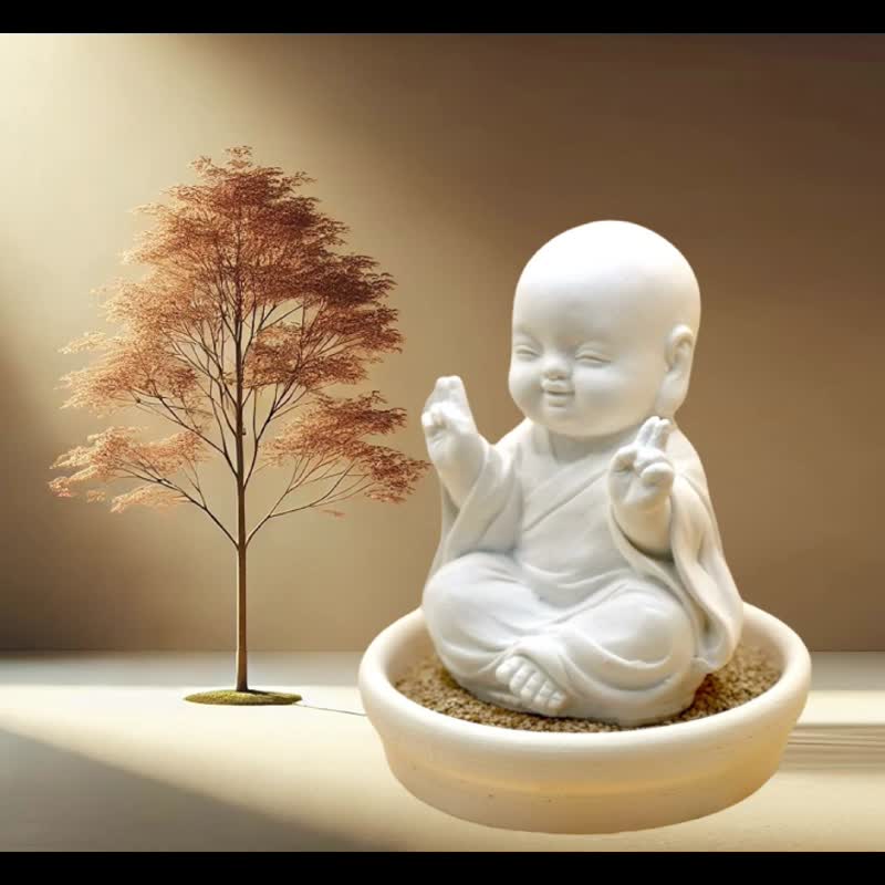 Miniature meditation  Mindful  monk Happy home decor and diffuser - น้ำหอม - วัสดุอื่นๆ ขาว