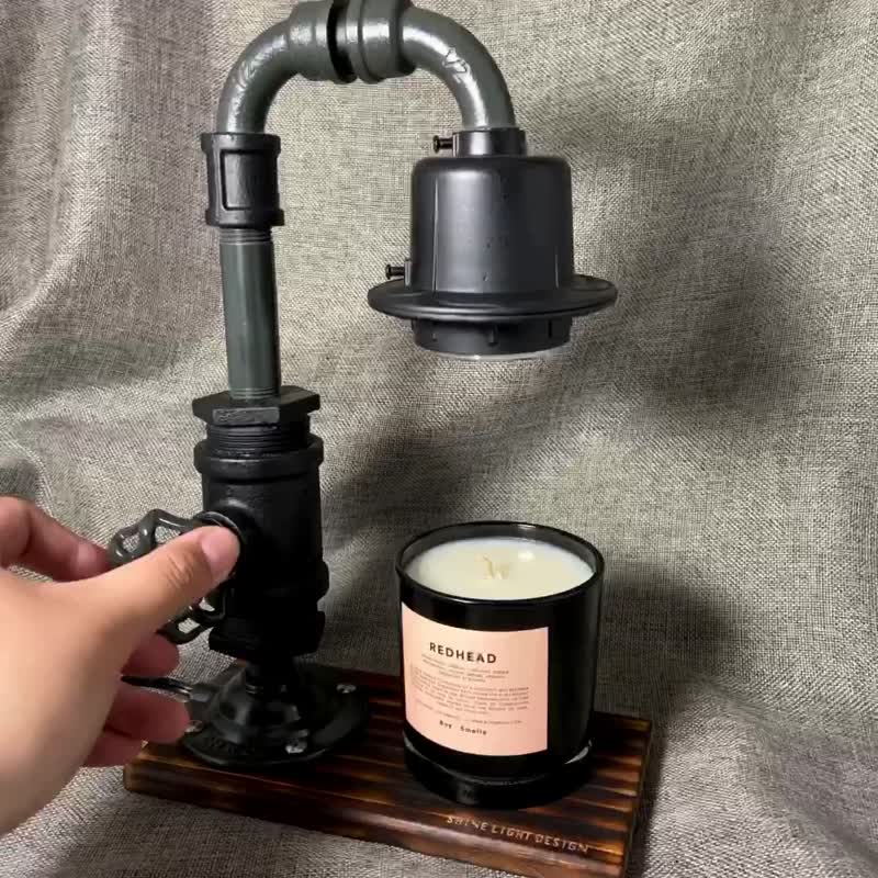 [First Choice for Gifts] Handmade Industrial Style Candle Lamp Rotary Valve Dimmable [Delustered Iron Gray + Matte Black] - Lighting - Other Metals Gray