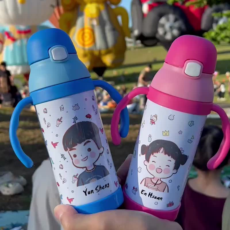 Children should also have a sense of ritual when drinking water. It tastes very sweet. Customized thermos bottle growth commemorative gift - กระบอกน้ำร้อน - สแตนเลส สึชมพู