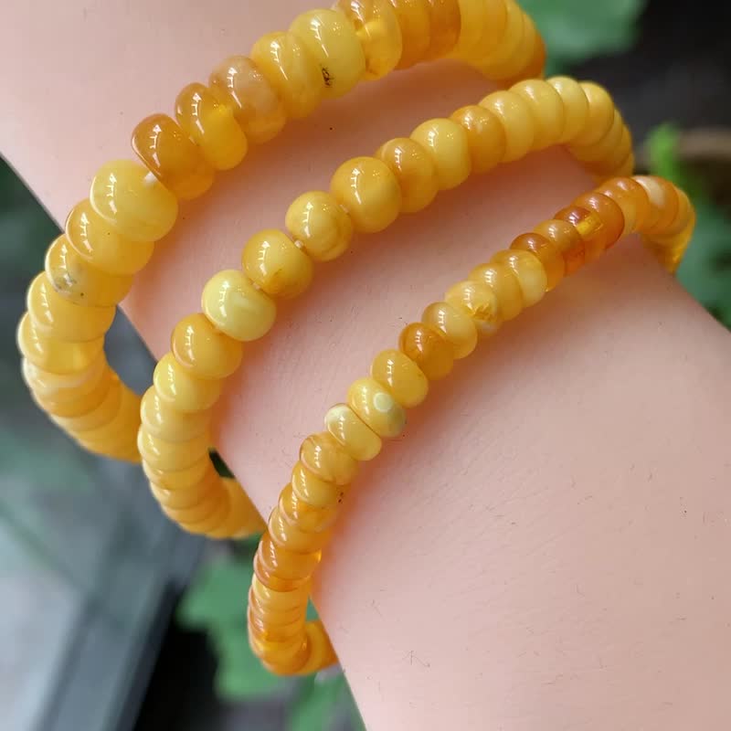 Natural Wax Abacus Bead Bracelet | Natural Gemstone Bracelet - สร้อยข้อมือ - หยก สีเหลือง