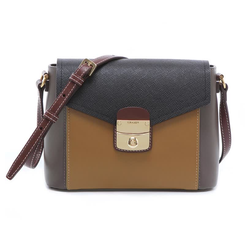 Velia Colorblock Textured-Calf Leather Crossbody - Handbags & Totes - Genuine Leather Brown