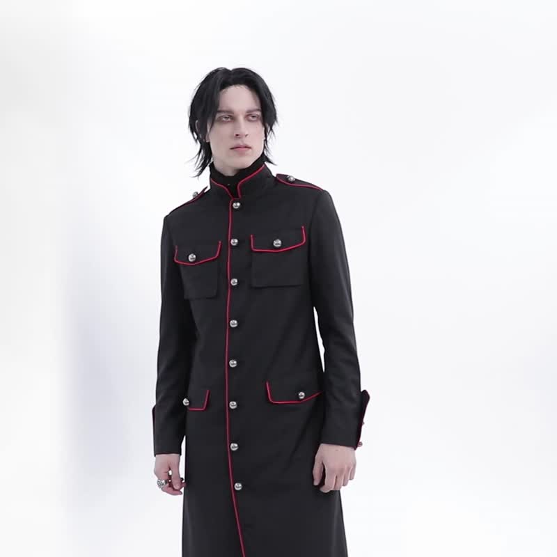 Punk Sun Sentai Military Long Jacket - Multicolor/Black Only - เสื้อโค้ทผู้ชาย - วัสดุอื่นๆ สีดำ