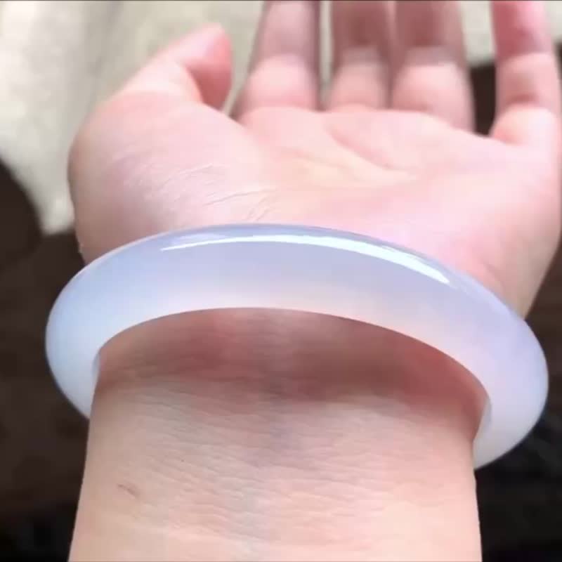 冰種 天然翡翠 緬甸 A玉 玉鐲 • 冰種藕粉翡翠貴妃鐲 - 手鍊/手環 - 玉石 粉紅色