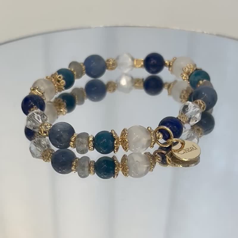 Healing Kyanite White Stone Lapis Lazuli White Crystal Stone Lime Moonlight Natural Crystal Bracelet - Bracelets - Crystal 