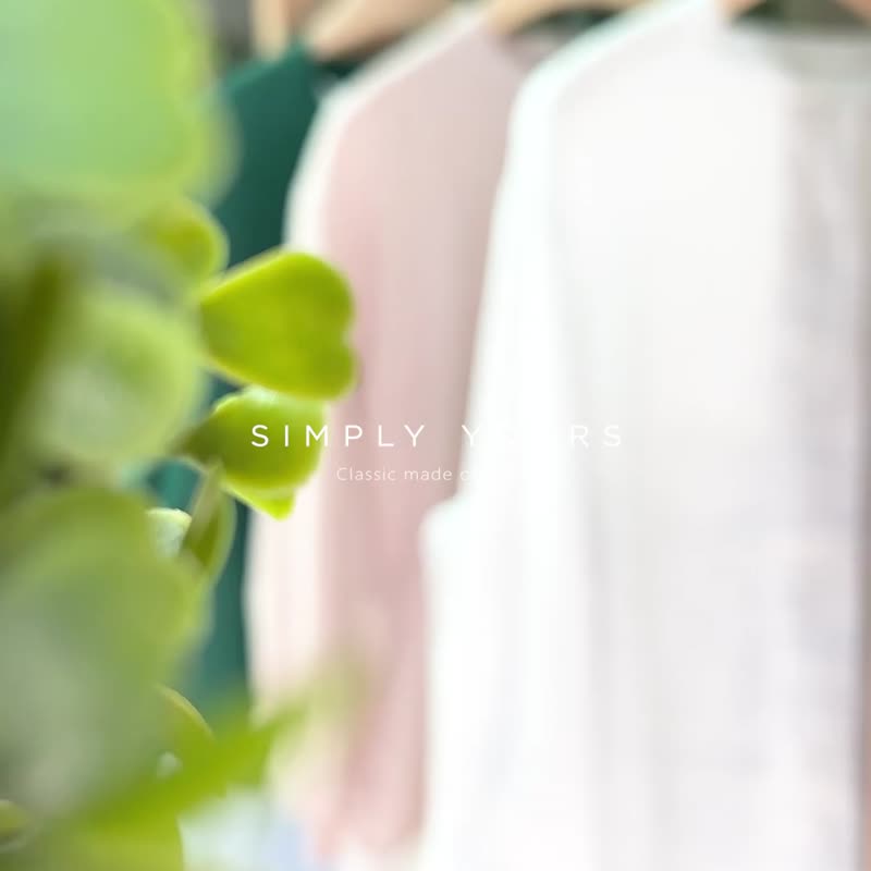 【Simply Yours】Linen mid-sleeve shirt green F - Women's Tops - Cotton & Hemp Green