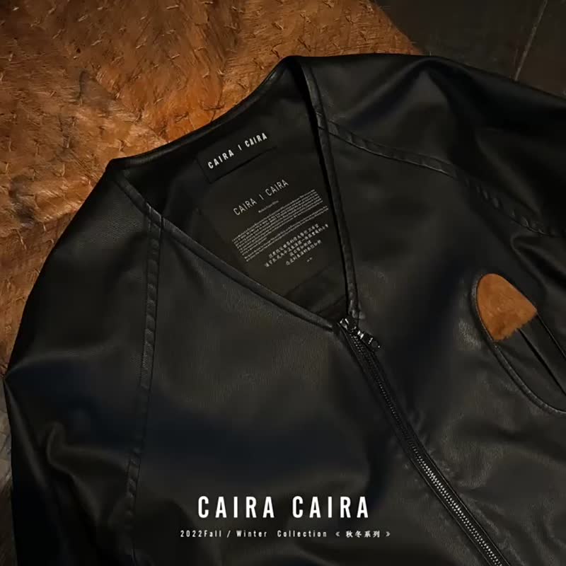 Second-hand furniture leather jacket - เสื้อแจ็คเก็ต - วัสดุอีโค สีดำ