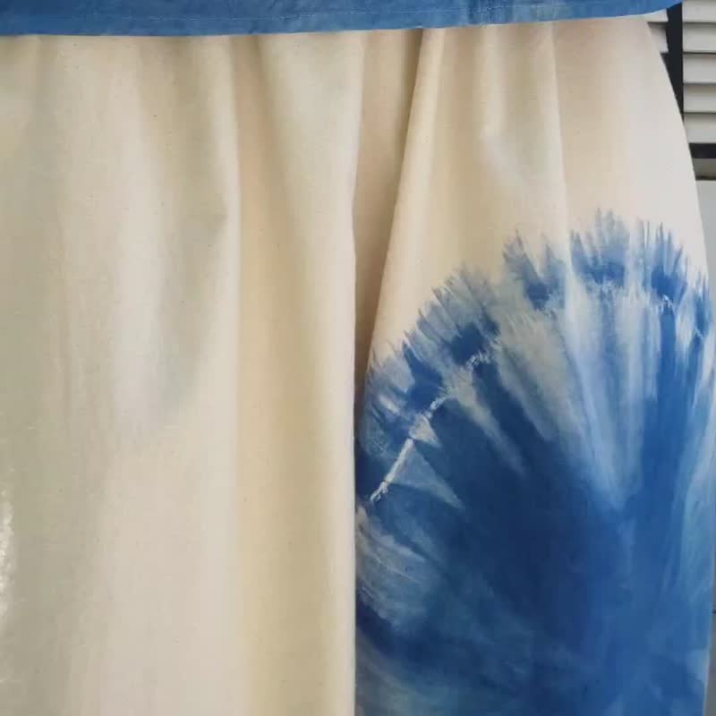 Jinda Pants F - 靛藍色紮染寬褲 - 女長褲 - 棉．麻 白色