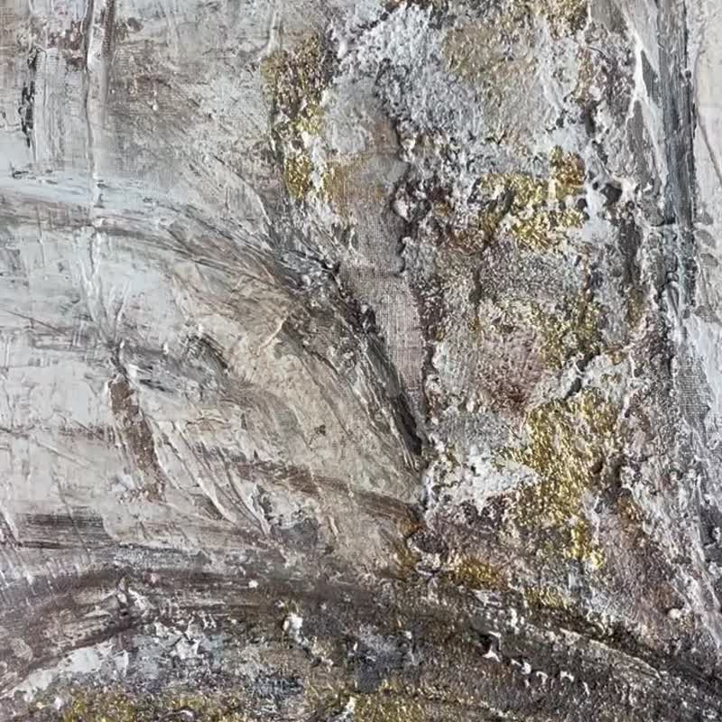 Large Abstract Beige Paintings On Canvas Original Acrylic Painting Hand Painted - 壁貼/牆壁裝飾 - 壓克力 灰色