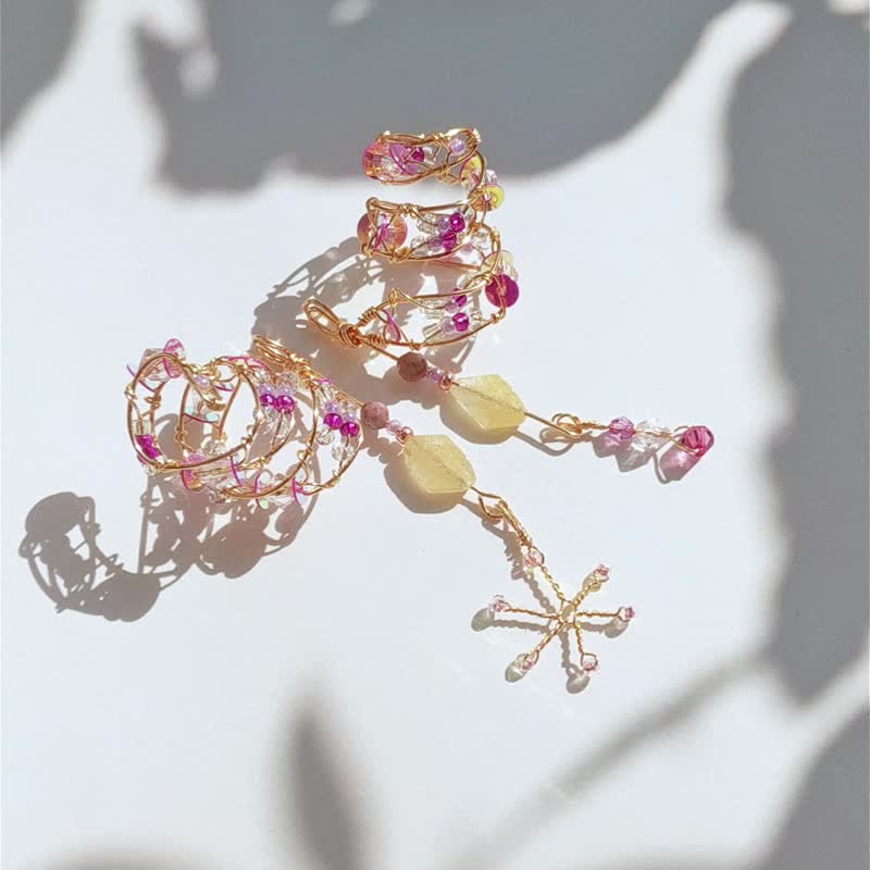 : Cradle of the Desert : Enchanted Ibex Honey Jade Earrings - Earrings & Clip-ons - Jade Pink