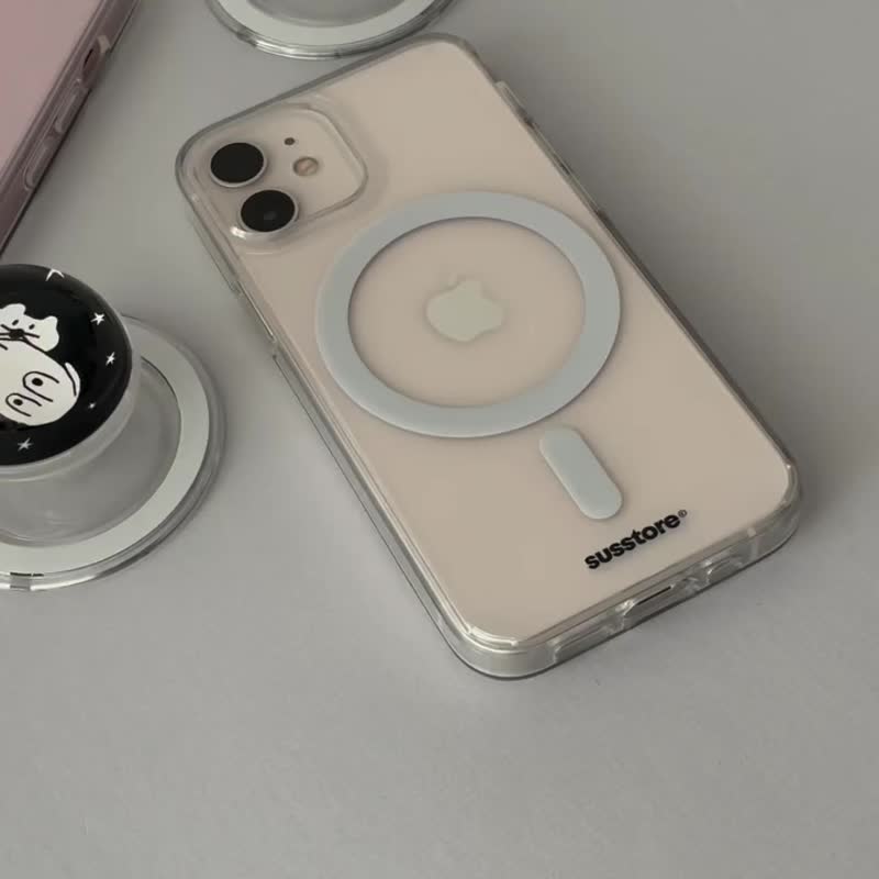 預購 - 韓國 SUSSTORE - MagSafe 磁吸卡夾 - 三貓疊疊樂 - 手機配件 - 塑膠 白色