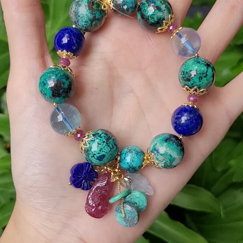 Phoenix Stone, Bronze, turquoise, aquamarine, lapis lazuli