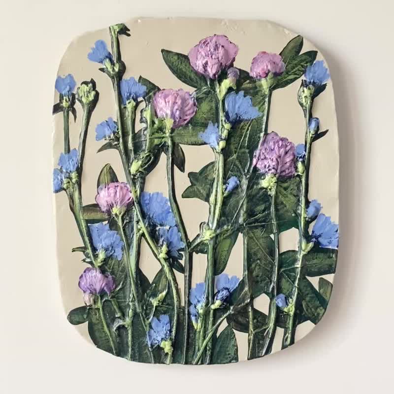 原创石膏浮雕植物墙板蒲公英花花卉画 - 壁貼/牆壁裝飾 - 其他材質 白色