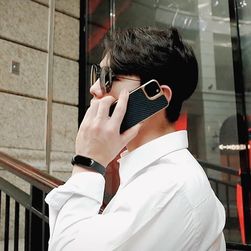 【iPhone 13 系列】 防彈纖維 鋁合金背框 - 手機殼/手機套 - 碳纖維 黑色