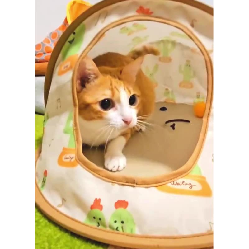 Compact Folding Tent (Small) - Small Illustration Paradise Cat Tent Special Pet - ที่นอนสัตว์ - ไฟเบอร์อื่นๆ หลากหลายสี