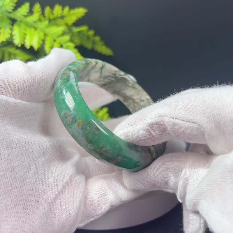 鋰雲母手鐲59+MM 玉化星光天眼綠色祖母晶手環 優雅大氣 氣質上層 - 手鍊/手環 - 寶石 綠色