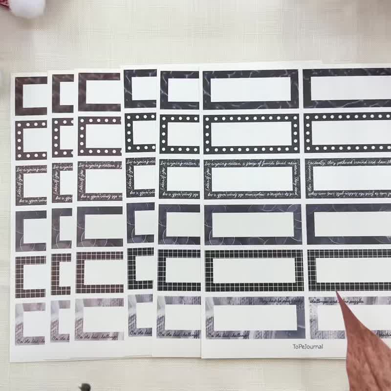 ToPeJournal-Black/Brown Pattern Square Frame Label Paper Sticker 6PCS - 貼紙 - 紙 
