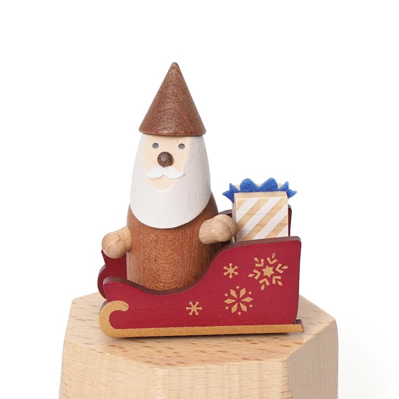 【Santa sleigh】Top-Rotate Music Box | Wooderful life - ของวางตกแต่ง - ไม้ หลากหลายสี