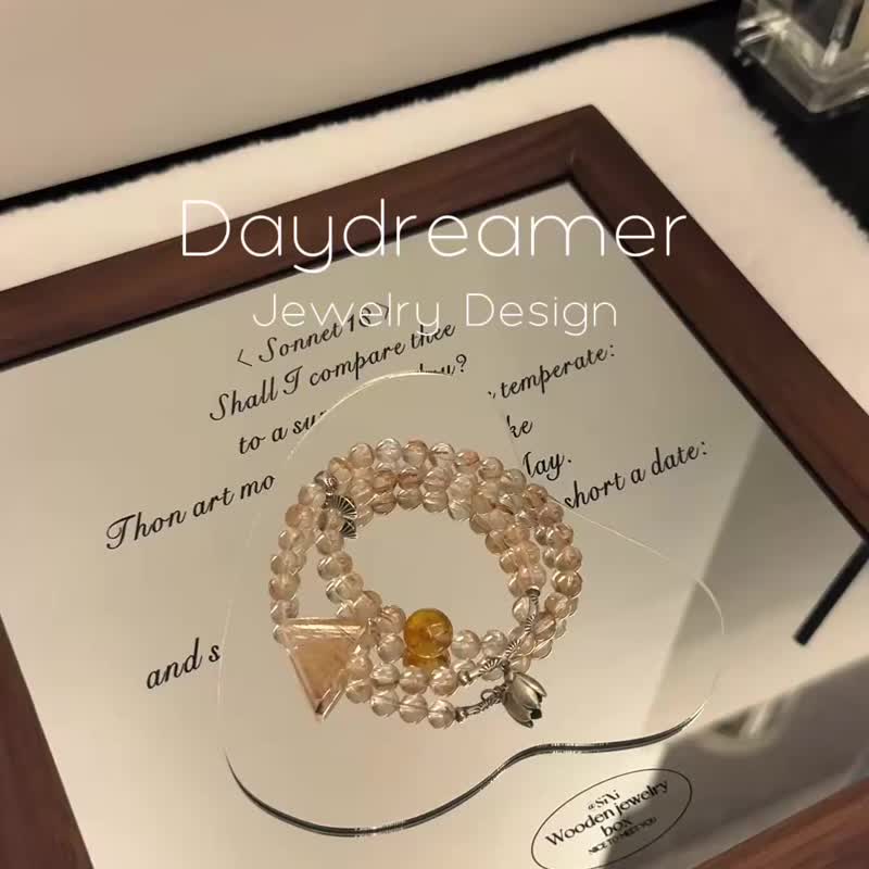 高品質金髮晶純銀飾雙圈設計款手鏈 - 手鍊/手環 - 水晶 金色